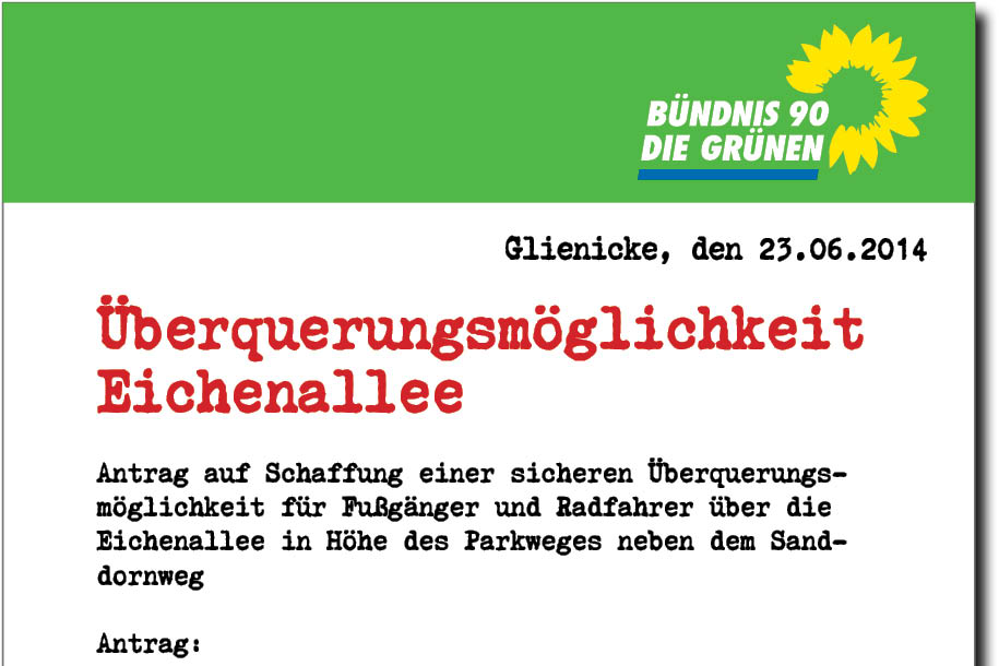 ANGTRAG: Überquerungshilfe Eichenallee
